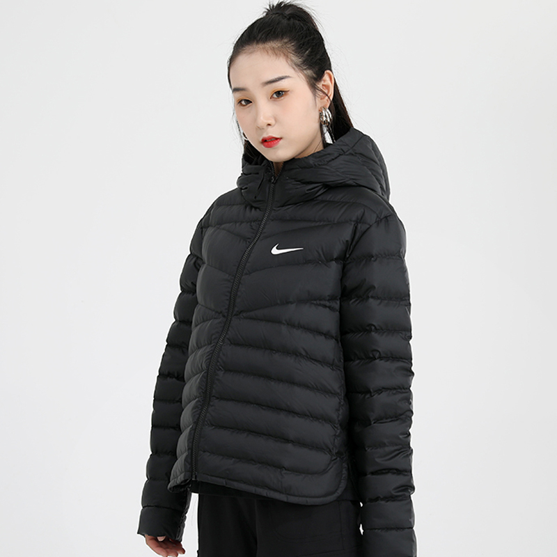 NIKE耐克羽绒服女2022官网旗舰正品保暖短款连帽羽绒服CU5095-011