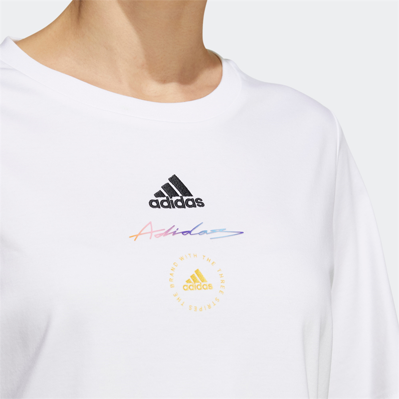 Adidas阿迪达斯女装2022夏季新款休闲训练跑步运动短袖T恤HE9983 - 图1