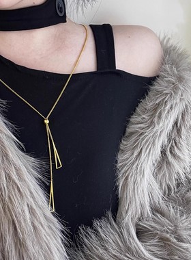 秋冬项链2025新款毛衣链钛钢不掉色素链毛衣项链长款项链女配饰