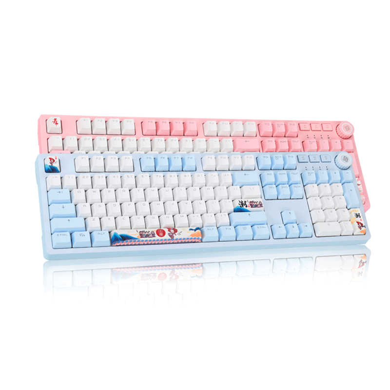 黑爵ak515机械键盘青茶红轴游戏办公女生专用电脑磁吸上盖樱花粉 - 图0