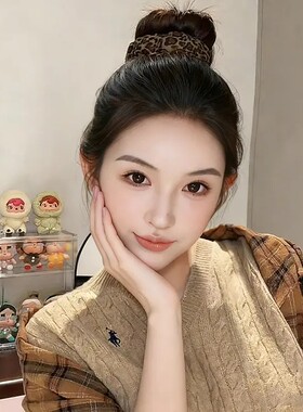 豹纹啪啪圈发圈高马尾固定神器