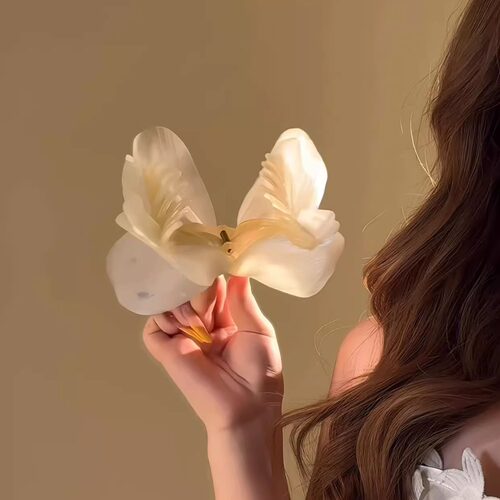 气质薄纱蝴蝶闪钻抓夹女后脑勺大号鲨鱼夹超仙氛围感甜美百搭发夹 - 图1