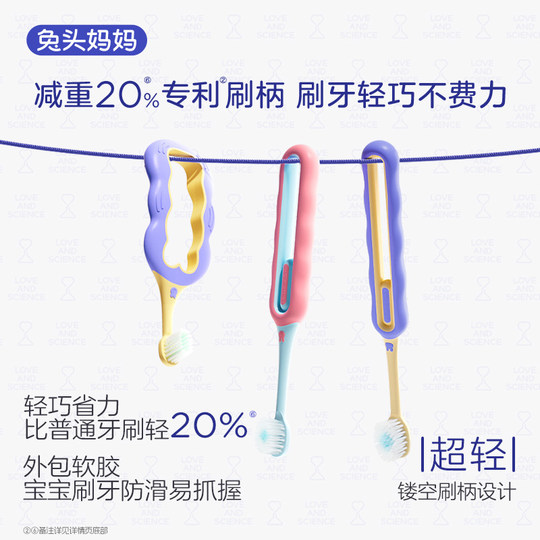 兔头妈妈儿童牙刷儿童倍速牙刷3-6-12岁宽头软毛牙刷换牙期专用