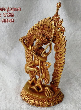 狮面空行母尼泊尔纯铜鎏金小佛像