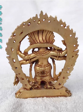 尼泊尔佛像3寸白六臂玛哈嘎拉