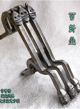 约高20cm尼泊尔纯铁拖巴三角架全铁实心支架托吧供碗水壶朵玛盘用