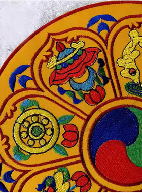 清仓佛台布艺装饰垫尼泊尔刺绣八吉祥法器布垫法鼓乐器铃铛防滑垫