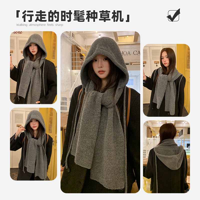 巴拉克拉法帽子女秋冬显脸小保暖护耳帽子围巾一体两件套2025新款 - 图3