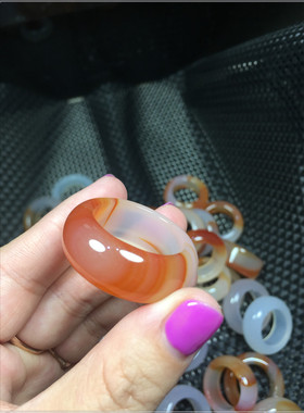 纯天然玛瑙玉髓男士戒指