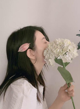 韩国清新少女刺绣优雅渐变树叶