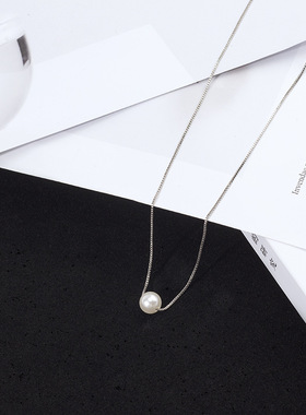 女简约时尚气质百搭单颗珍珠项链