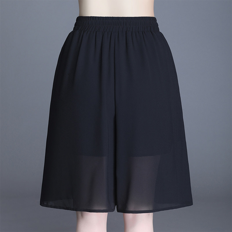 雪纺五分松紧2022新款宽松夏阔腿裤 主蔻休闲裤