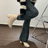 Martens, элегантные белые челси с квадратным носком, короткие сапоги, широкий устойчивый каблук, увеличивают рост, модель весна 2023 года
