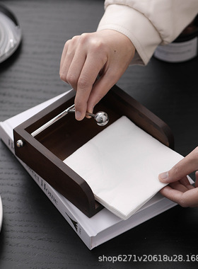 木头极简实创意实木西餐厅纸巾盒摆件家居客厅酒店餐桌茶几抽纸