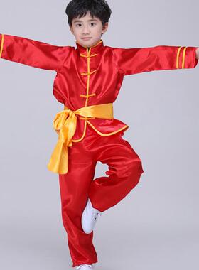 送扇子新款儿童武术练功少儿功夫训练服中国风男演出服女童太极表