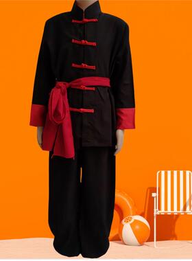 送扇子新款儿童服练功服少儿功夫训练武术中国风演出服男女童太极