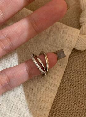 2026年中古满钻三环尾戒女中古风小众设计感小红书爆款指环包邮