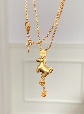 新款马年钱多多满钻小马流苏项链女本命年马上来财轻奢百搭锁骨链