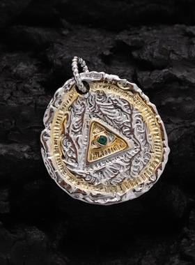 金银拼色唐草纹吊坠个性古法