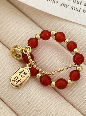 本命年红色招财小龙戒指轻奢感小众设计食指戒新款龙年指环女包邮