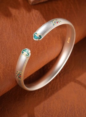 东方逸韵古法描金珐琅宝相手镯