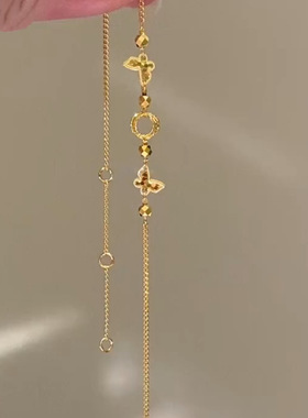爆闪金色碎冰冰蝴蝶细手链轻奢小众精致时尚显白感蹦迪珠手饰