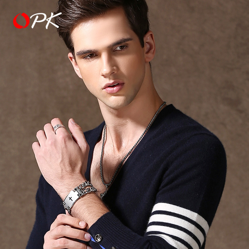 男士十字架韩版潮个性ins小众手镯 OPK手链