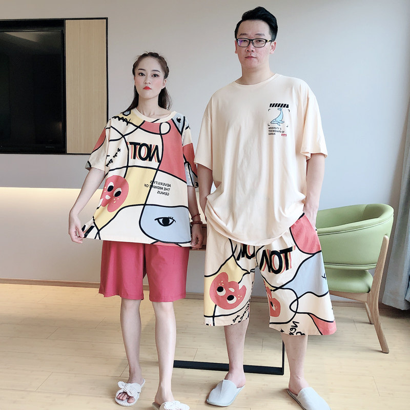 卡通涂鸦情侣男女加肥特大全棉睡衣 贝慕雪睡衣/家居服套装