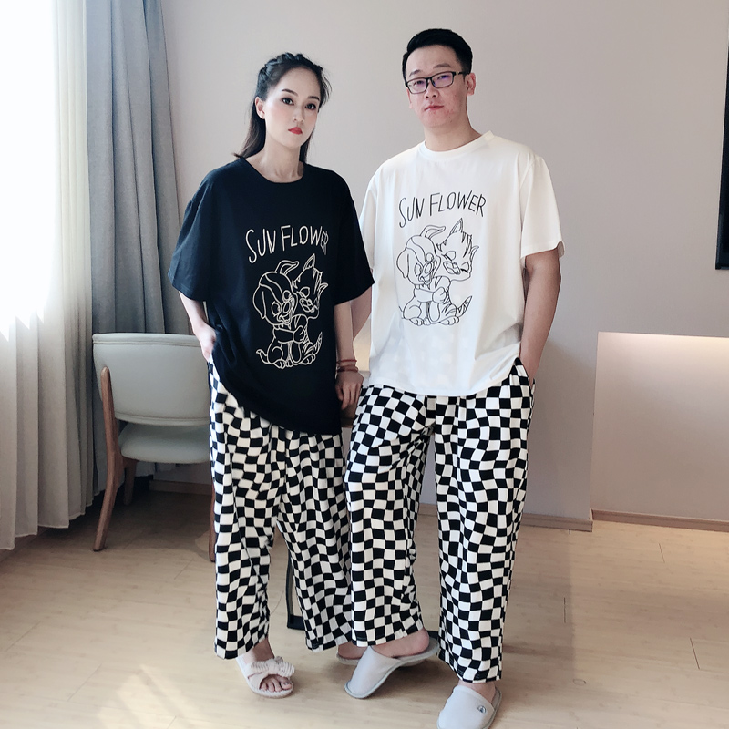 春夏2023年新款情侣休闲格子睡衣 贝慕雪睡衣/家居服套装