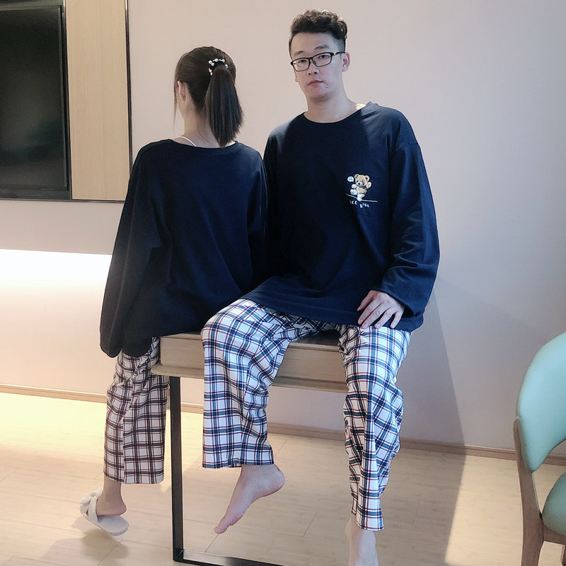 春秋款情侣特大加肥加大码纯棉睡衣 贝慕雪睡衣/家居服套装