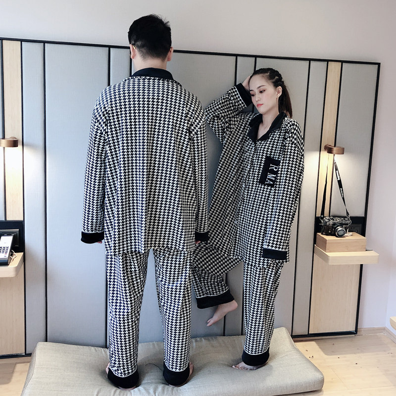 isn网红款千鸟格情侣薄绒薄款睡衣 贝慕雪睡衣/家居服套装