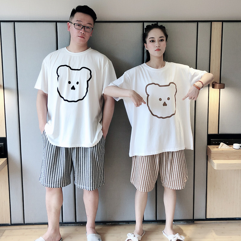 日系短袖情侣加大码200斤男女睡衣 贝慕雪睡衣/家居服套装
