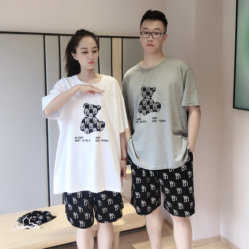 网红爆款ins潮情侣夏天纯棉睡衣 贝慕雪睡衣/家居服套装