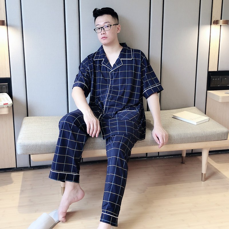 男短袖长裤全棉大码特大300斤睡衣 贝慕雪睡衣/家居服套装