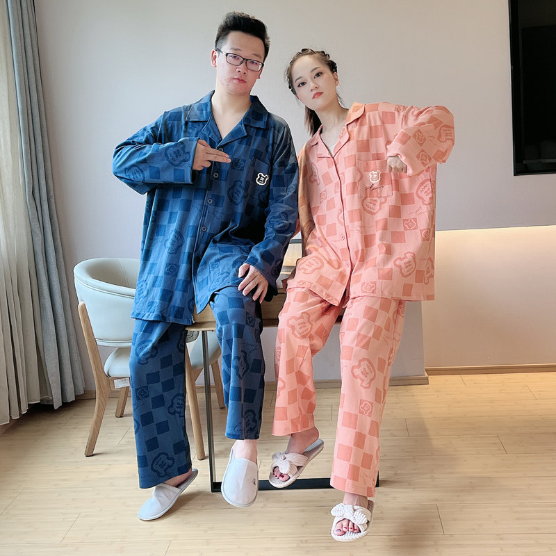 长袖情侣秋冬款家居服男斤纯棉睡衣 贝慕雪睡衣/家居服套装