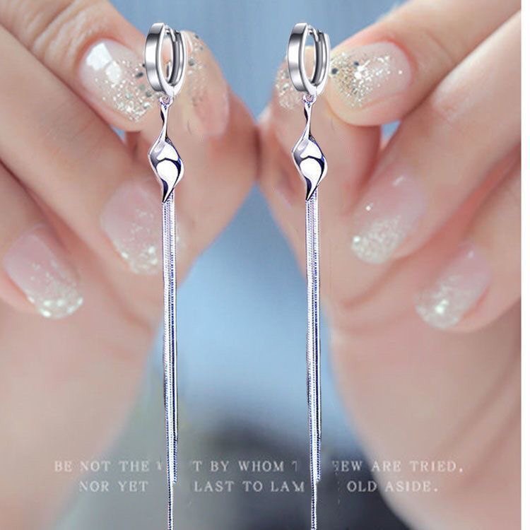 999纯银耳钩长款超仙耳女简约时尚气质流苏线圆脸显瘦性感耳坠,淘宝优惠券,粉丝福利购,淘宝优惠卷