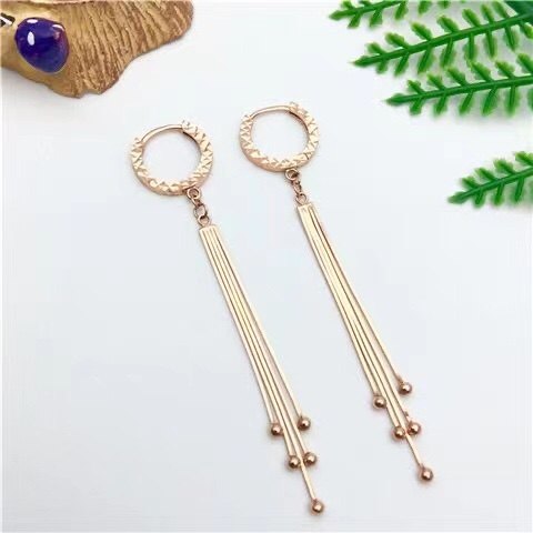 彩银耳环女999纯银镀18k玫瑰金流苏长款耳坠简约气质网红银饰耳饰,淘宝优惠券,粉丝福利购,淘宝优惠卷