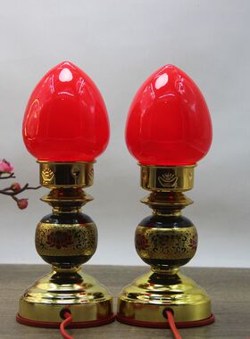 led七彩水晶莲花灯佛供灯 佛前仙堂观音财神长明灯 一对插电家用
