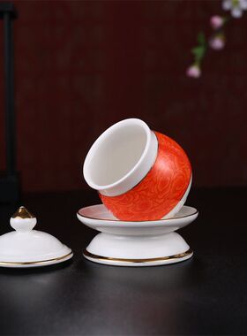 佛堂用品供水杯供奉陶瓷酒杯茶杯财神爷供奉仙家酒杯供佛水杯