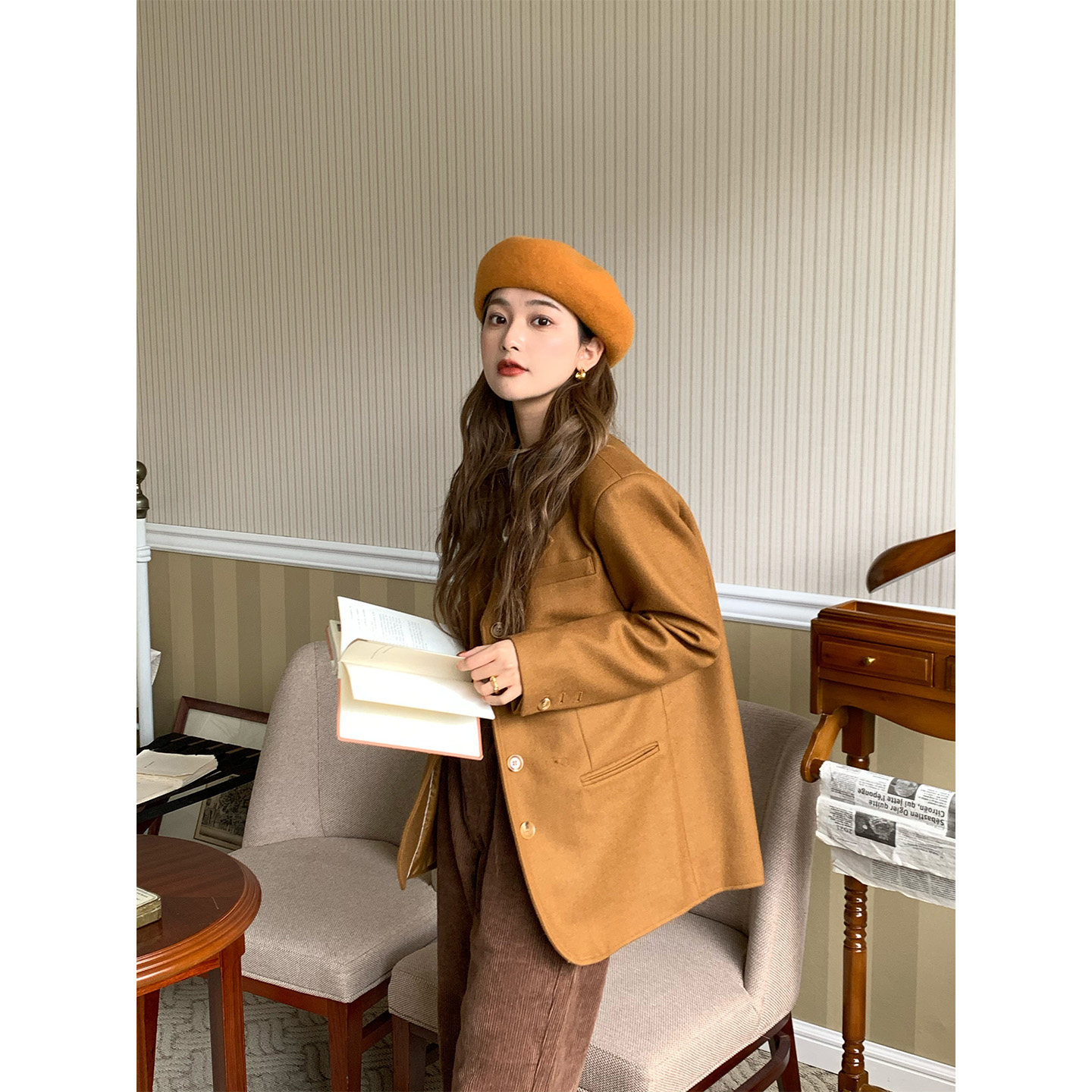 芝士商店~澳洲纯羊毛蓝色贝雷帽女冬季八角帽百搭显脸小画家帽子,淘宝优惠券,粉丝福利购,淘宝优惠卷