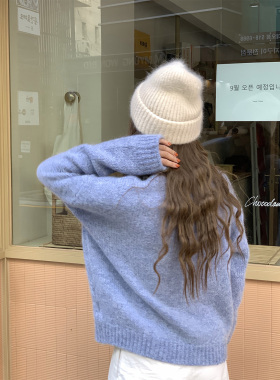 芝士商店兔毛针织毛线帽女显脸小