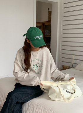 芝士商店复古水洗风字母鸭舌帽女