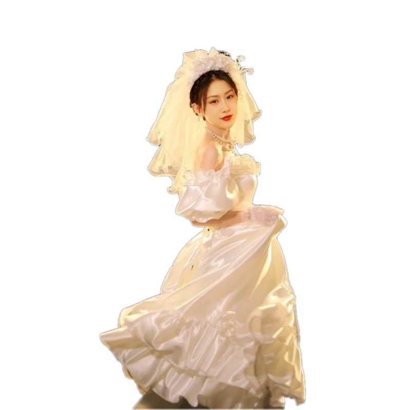 影楼主题复古婚纱港风法式轻艺术照 耳夲婚纱