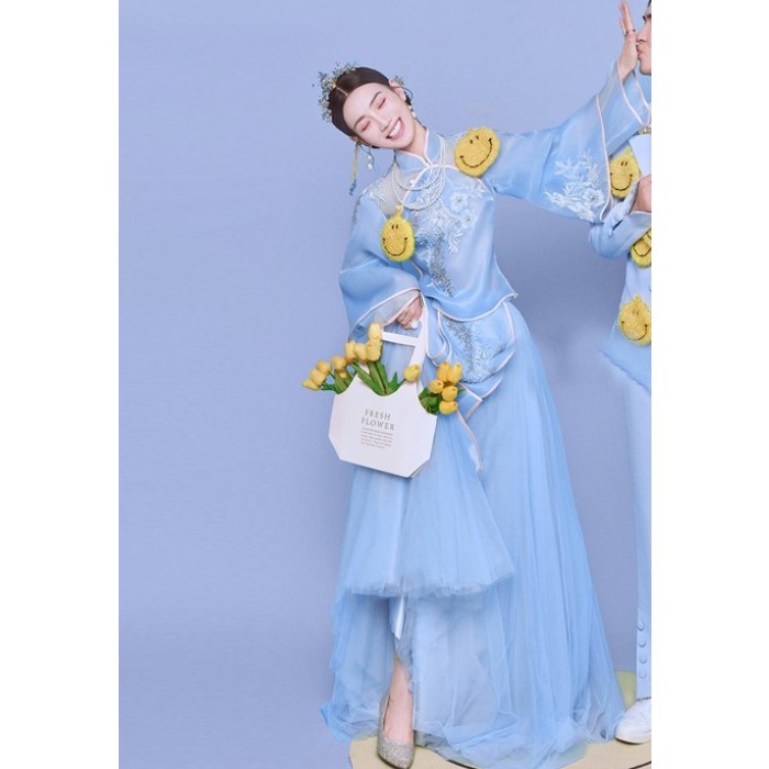 影楼主题新款展会情侣复古中式婚纱 耳夲婚纱