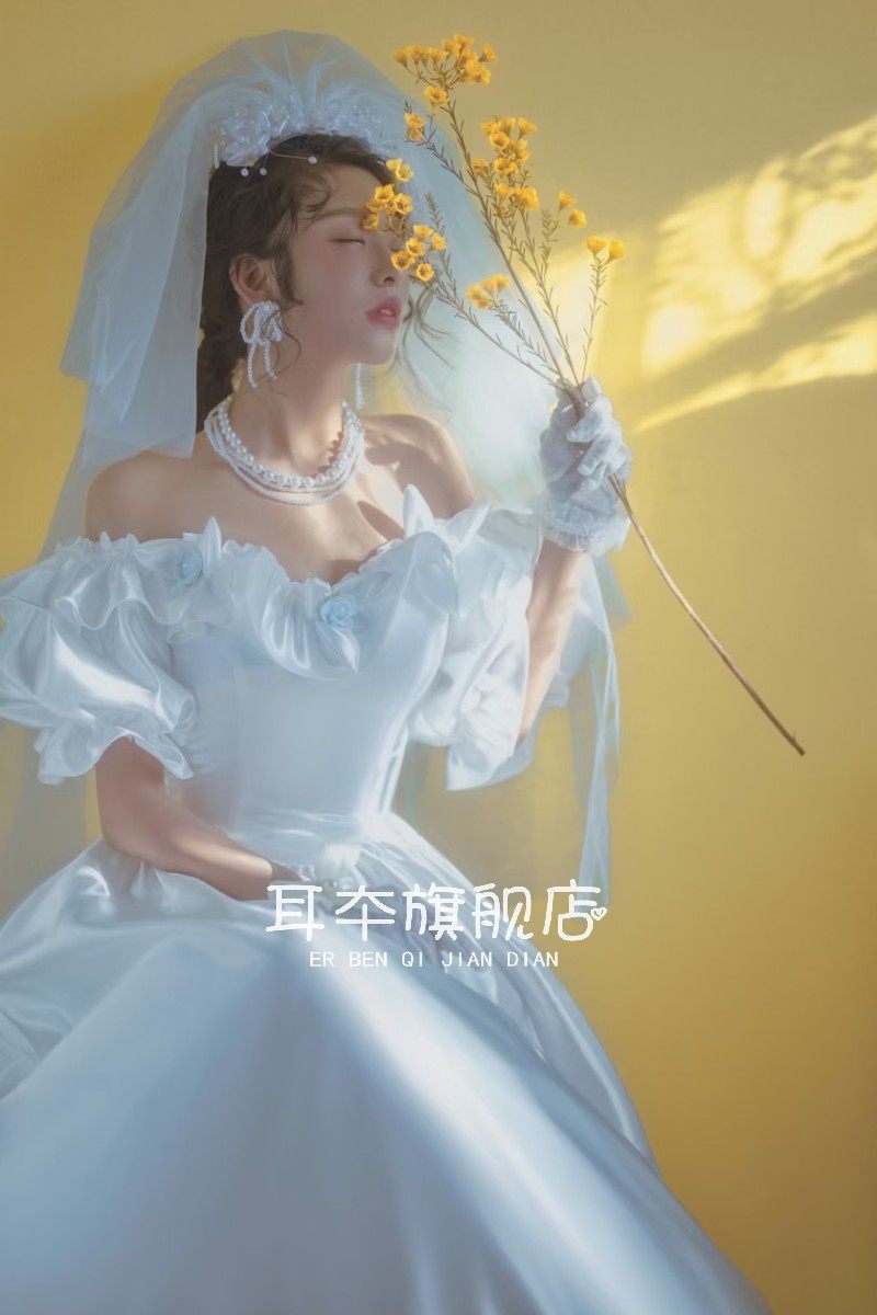 影楼少女法式轻2023新款复古婚纱 耳夲婚纱
