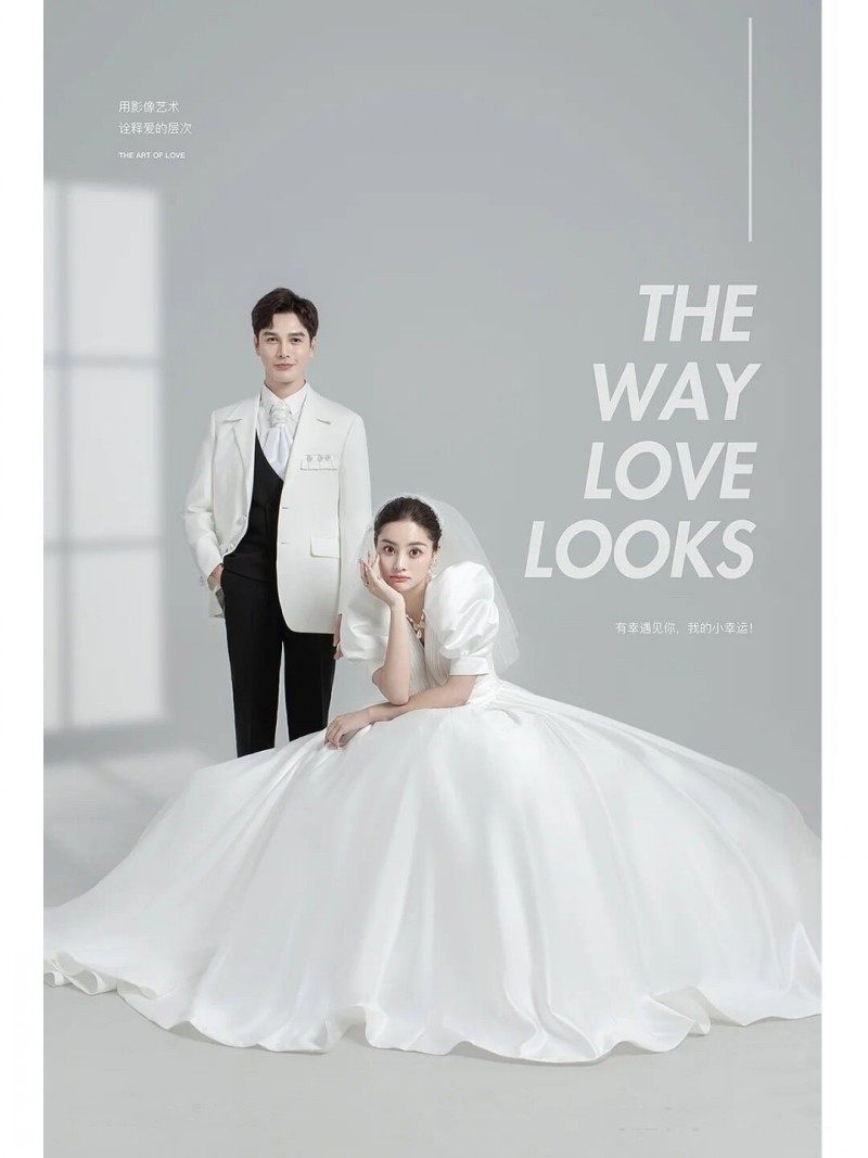 新款影楼主题情侣写真复古白色婚纱 耳夲礼服/晚装