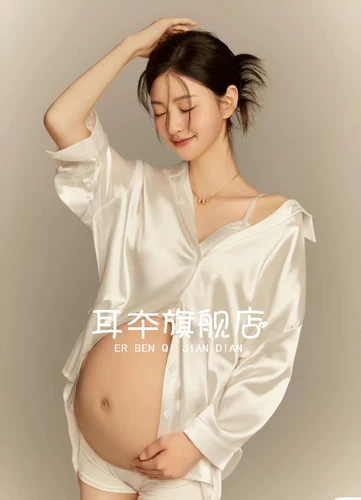 Новый стиль одежды для фотосессии для беременных, ленивая и сексуальная белая рубашка-юбка в стиле чистой похоти, домашняя художественная фото одежда для беременных мам