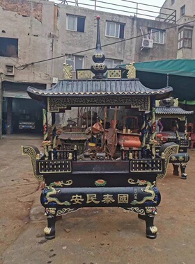 寺庙铸铁烧香炉纯铜道观焚香炉