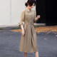 Design niche stitching dress for women 2025 spring elegant temperament commuting waist slimming shirt dress 1856