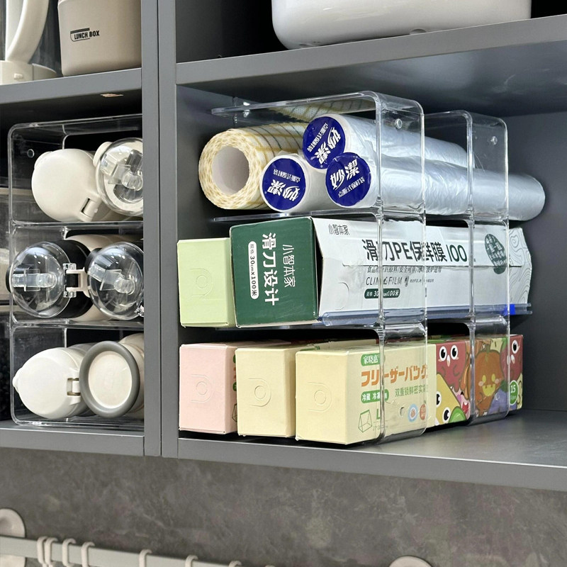 多功能放柜子保鲜膜杂物架子塑料收纳盒保温杯收纳厨房台面置物,淘宝优惠券,粉丝福利购,淘宝优惠卷